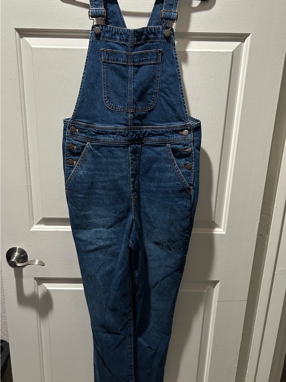 J. Crew Factory Classic Overalls in All Day Stretch in Broken In Coastline Blue